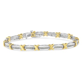 Sterling Silver 1ct TDW Diamond X-Link Bracelet (I-J, I2-I3) - 7"