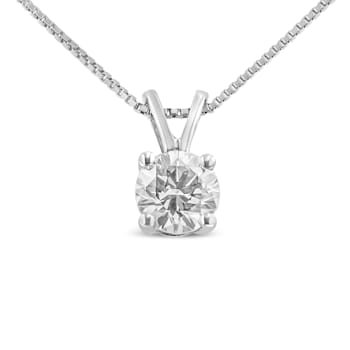 14K White Gold 1/4ctw Round Cut Lab Grown White Diamond 4-Prong
Solitaire Pendant w\chain 18"