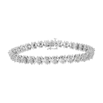 Sterling Silver 1.0ctw Diamond Miracle-Set X-Link 7" Tennis Bracelet