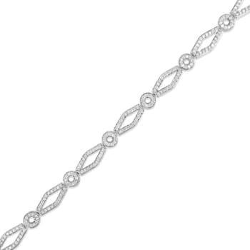 Sterling Silver 1 1/2 Cttw Diamond Studded Circle and Kite-Shaped
Vintage-Style Link Bracelet