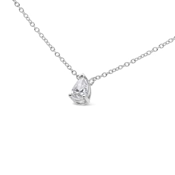 14K White Gold 1/3ctw Pear Shape Solitaire Diamond 18" Necklace
(G-H Color, VS2-SI1 Clarity)