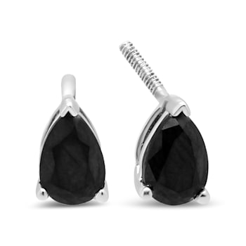 14K White Gold 1.0ctw Treated Black Pear Shaped Solitaire Diamond 3
Prong Stud Earrings