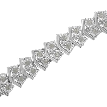 Sterling Silver 1.0ctw Diamond "Arrow" Shape Tennis Link Bracelet