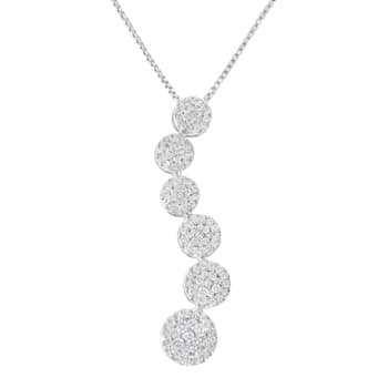 14K White Gold 1.0ctw Diamond Cluster Journey Pendant With Chain (H-I, I1-I2)