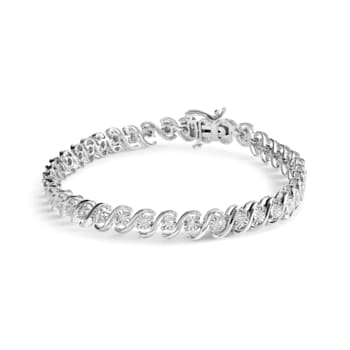 Sterling Silver 1/4ctw Miracle Set Diamond and Beaded 7" Tennis
Bracelet (I-J Color, I2-I3 Clarity)
