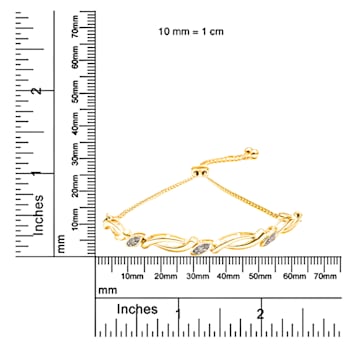 14K Yellow Gold Over Sterling Silver Diamond Accent Alternating Bolo
Bracelet- 6" to 9" Adjustable