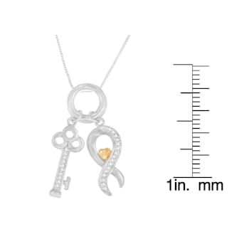 10K Gold Over Sterling Silver Two-Tone 1/6ctw Diamond Symbol Key Pendant w\chain