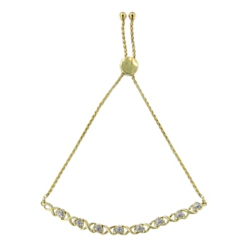 10K Yellow Gold Over Sterling Silver .10ctw Diamond Heart and X-Link
6”-9” Adjustable Bolo Bracelet