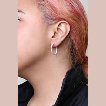 14K White Gold 3.00 Cttw Lab Grown Diamond Inside Out Hoop Earrings (F-G
Color, VS1-VS2 Clarity)