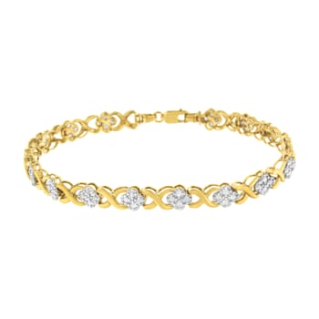 10K Yellow Gold Over Sterling Silver 1.0ctw Diamond Cluster X Link
Tennis Link Bracelet