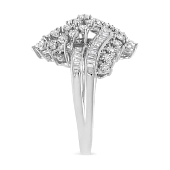 10K White Gold 1/2ctw Mixed Cut "S" Shaped Bypass Cocktail
Ring (I-J Color, I1-I2 Clarity)