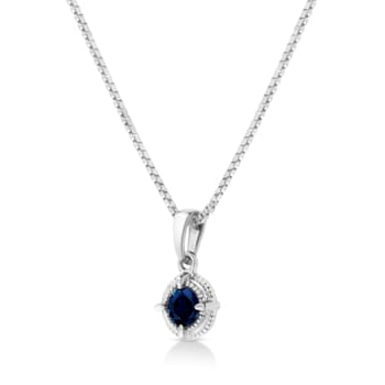 Sterling Silver 3/4ctw Blue Diamond Solitaire 18" Pendant
w\chain(Blue Color, I1-I2 Clarity)