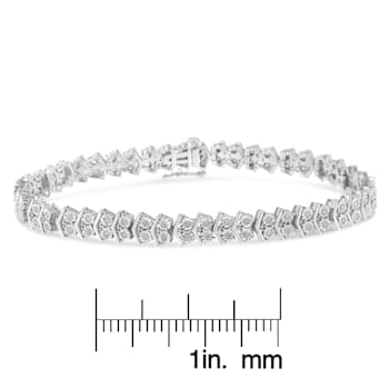 Sterling Silver 1.0ctw Chevron 2 Stone Arrow Link Tennis Bracelet