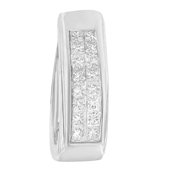 14K White Gold Princess-Cut Diamond Hoop Earrings 1.10ctw