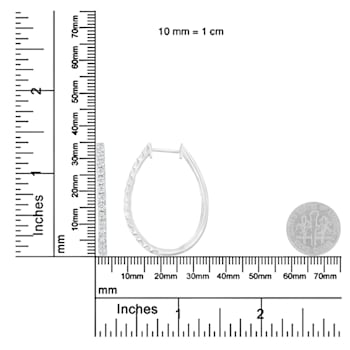 14K White Gold 2.0ctw Round Brilliant Cut Diamond Oblong Hinged
Leverback Hoop Earrings