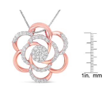 10K Rose Gold Over Sterling Silver Flower Pendant w\chain with 1/2ctw
Round Diamond (H-I, I1-I2)
