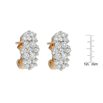 14K Yellow Gold 2.0ctw Round Cut Diamond Cluster Earrings