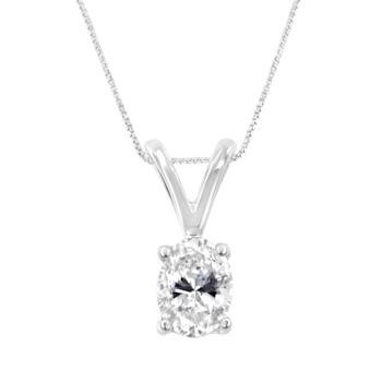 IGI Certified 10KT White Gold Diamond Oval Pendant w\chain(1/5ctw, H-I
Color, I1)