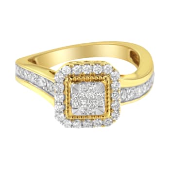 10K Yellow Gold Diamond Cocktail Ring (5/8ctw, H-I Color, SI2-I1 Clarity)