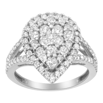 Sterling Silver Diamond Cluster Ring (1 1/2 Cttw, H-I Color, I1-I2 Clarity)