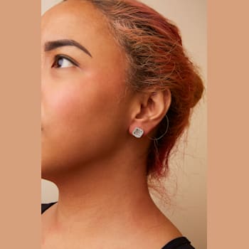 10K White Gold 7/8 Cttw Diamond Princess Composite and Halo Stud
Earrings (I-J Color, I1-I2 Clarity)