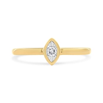 14K Yellow Gold Over Sterling Silver 1/20ctw Miracle Set Diamond Ring
(J-K Color, I1-I2 Clarity)