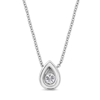 0.10ctw Pear Diamond Miracle-Set Solitaire 10K White Gold Necklace