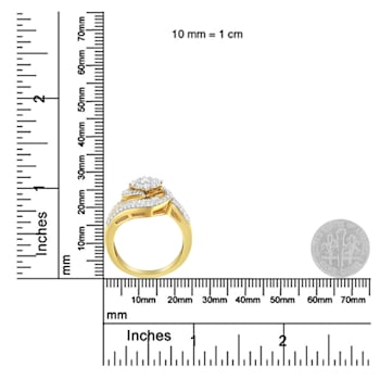14K Yellow Gold 1.0ctw Mixed-Cut Diamond Round Floral Cluster Ring(H-I
Color, SI2-I1 Clarity)