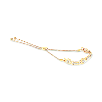 14K Yellow Gold Over Sterling Silver Channel Set Diamond Accent Twist
Bolo Bracelet