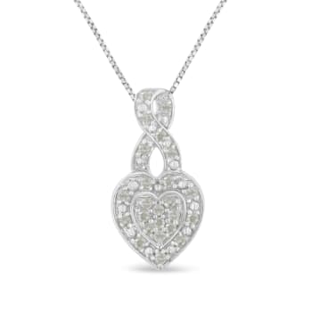 Sterling Silver 1/3ctw Diamond Awareness Ribbon Halo Heart 18"
Pendant w\chain
