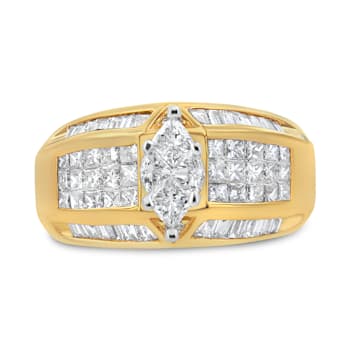 14K Yellow and White Gold 1 3/4ctw Mixed Shape Diamond Ring (H-I Color,
SI1-SI2 Clarity)