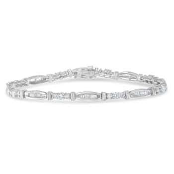 10K White Gold 3.0ctw Geometric Pattern Diamond Tennis Bracelet