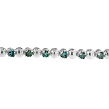 14K White Gold 3.0ctw Round-Cut Blue Diamonds Bracelet