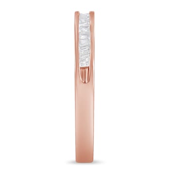 10K Rose Gold Over Sterling Silver 1/5ctw Diamond Channel-Set Band Ring
(H-I Color, I1-I2 Clarity)