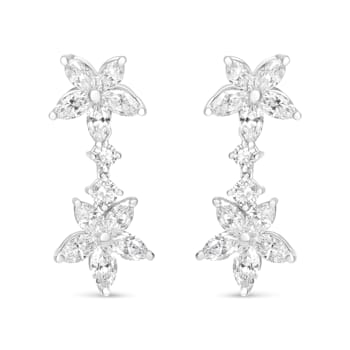 18k White Gold 6.0 Cttw Marquise Diamond Floral Dangle Drop Earrings
(E-F Color, VS1-VS2 Clarity)