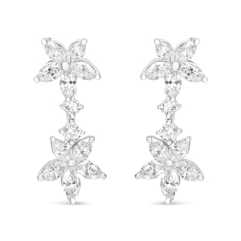 18k White Gold 6.0 Cttw Marquise Diamond Floral Dangle Drop Earrings
(E-F Color, VS1-VS2 Clarity)