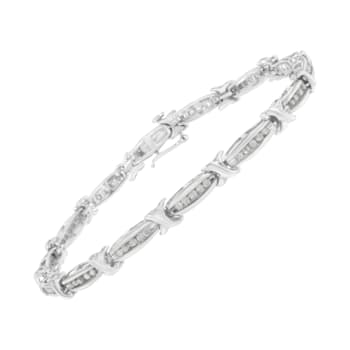Sterling Silver 1ct TDW Diamond X-Link Tennis Bracelet (I-J,I2-I3) - 7"