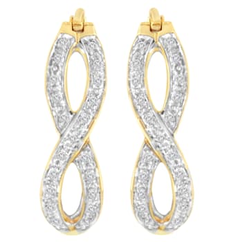 10K Two-Tone Gold 1/4ctw Diamond Double Infinity Hoop Earrings
