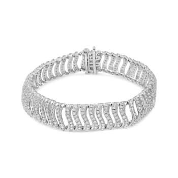 Sterling Silver 5.00ctw Round-Cut Diamond "S" Link Bracelet