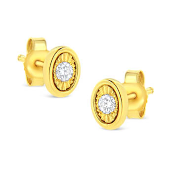 10K Yellow Gold Over Sterling Silver 1/10ctw Miracle-Set Diamond Circle
Shape Stud Earrings