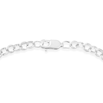 Sterling Silver .25ctw Diamond-Accented Heart and Ribbon Charm 7"
Link Chain Bracelet