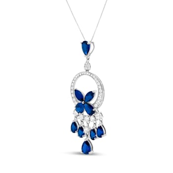 18K White Gold 1.0ctw Diamond and Sapphire Chandelier Pendant w\chain
18"(F-G Color, SI Clarity)