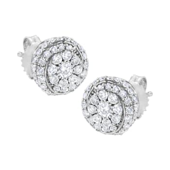Sterling Silver 1 cttw Lab-Grown Diamond Cluster Stud Earring (F-G
Color, VS2-SI1 Clarity)