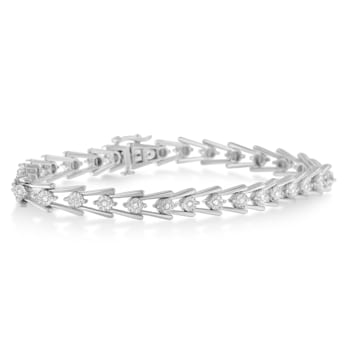Sterling Silver .50ctw Diamond Wave-Style Link Bracelet