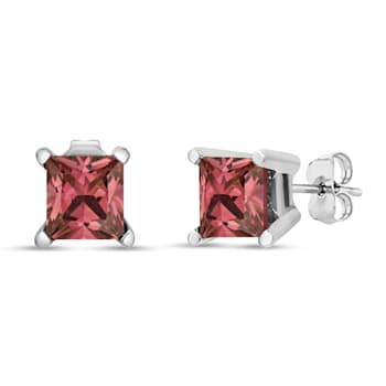 14K White Gold 1/2ctw Lab Grown Pink Princess Diamond Solitaire Stud Earrings
