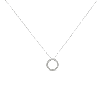 1/4ctw Round-Cut Diamond Open Circle Halo Sterling Silver Pendant
Necklace with 18" Chain