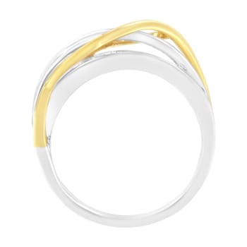 10K White and Yellow Gold 1 1/10ctw Channel-Set Diamond Bypass Band Ring
(J Color, I3 Clarity)