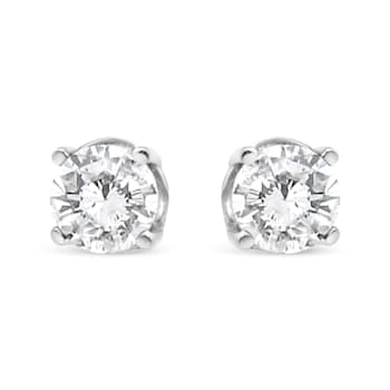 14K White Gold 3/4ctw Lab Grown Diamond 4-Prong Classic Stud Earrings