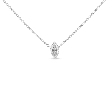 0.50ctw Marquise Lab Grown Diamond Solitaire 14K White Gold Necklace