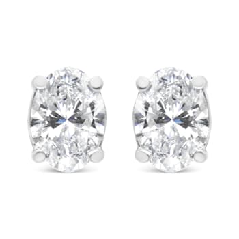 1.00ctw Lab Grown Oval Diamond Solitaire 14K White Gold Stud Earrings